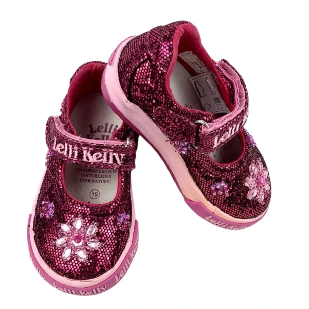 Lelli Kelly Kids Pink Sparkle MaryJane Sneaker Sz3